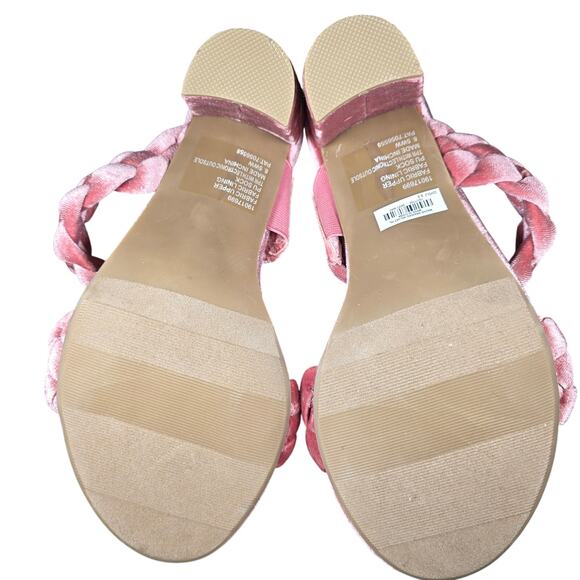 TORRID Pink Chunky Heels Size 8.5 Wide Velvet Braided Heel Sandals Excellent - Picture 8 of 8